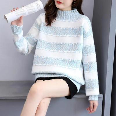 autumnwinter loose-fit womens schenille neck korean sweater