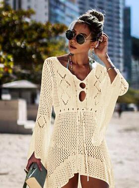 Hollow sun protection shirt trumpet sleeve beach cover-up