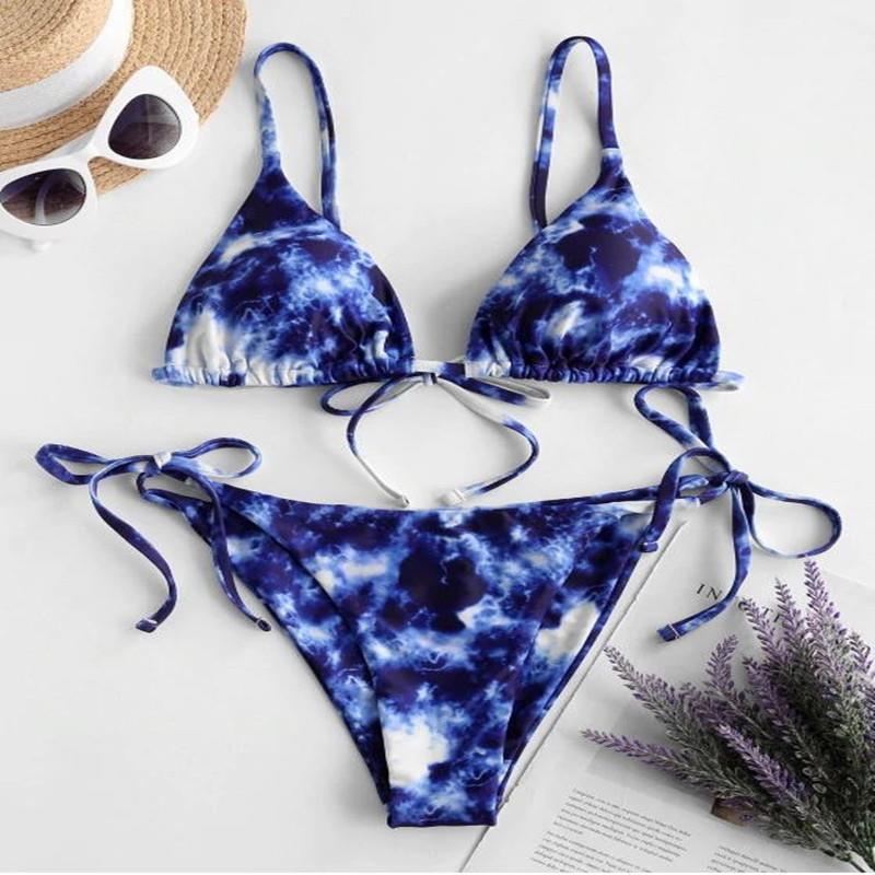 Rendering bikini double-sided multi-color split strap