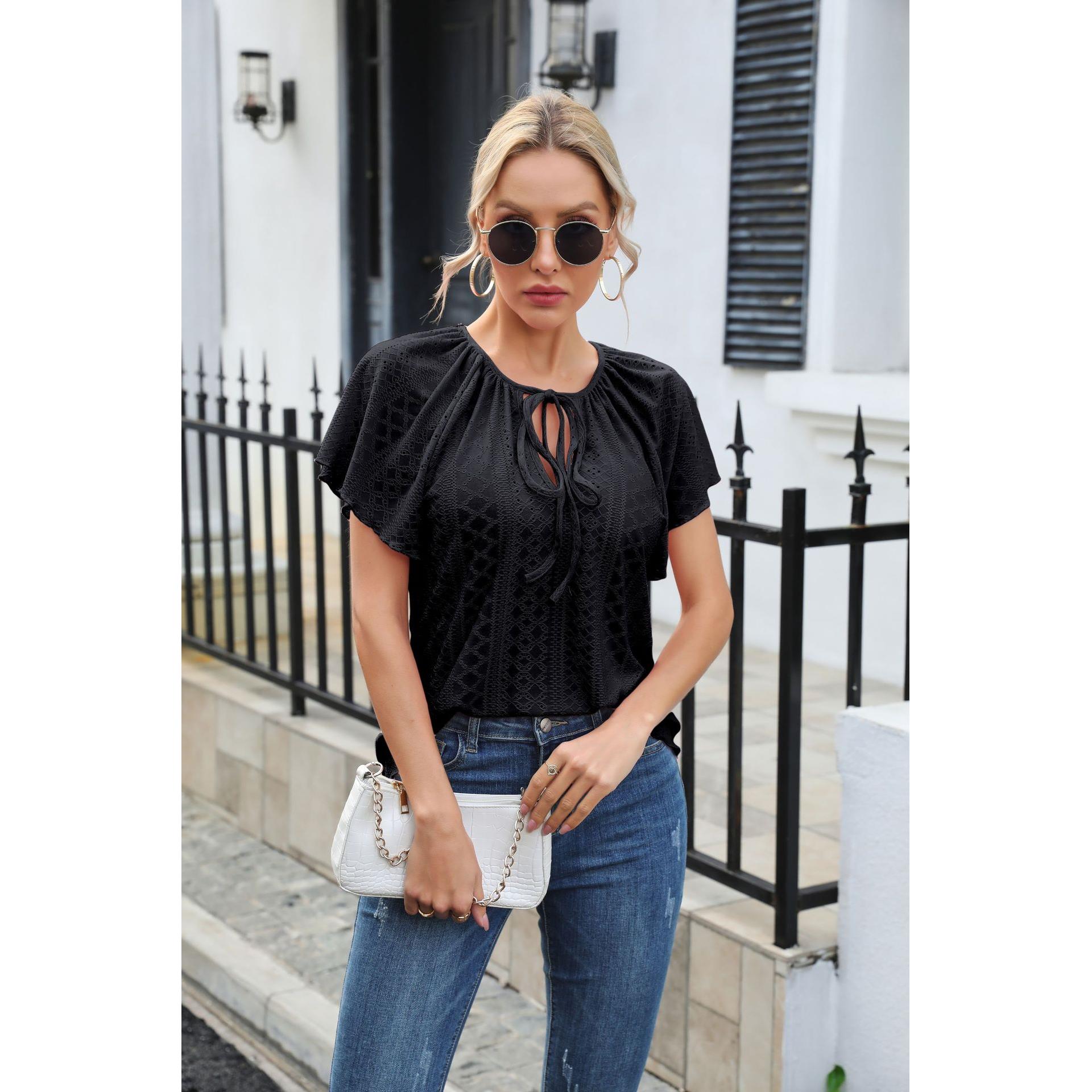 summer casual loose hollow out pullover simplicity lace