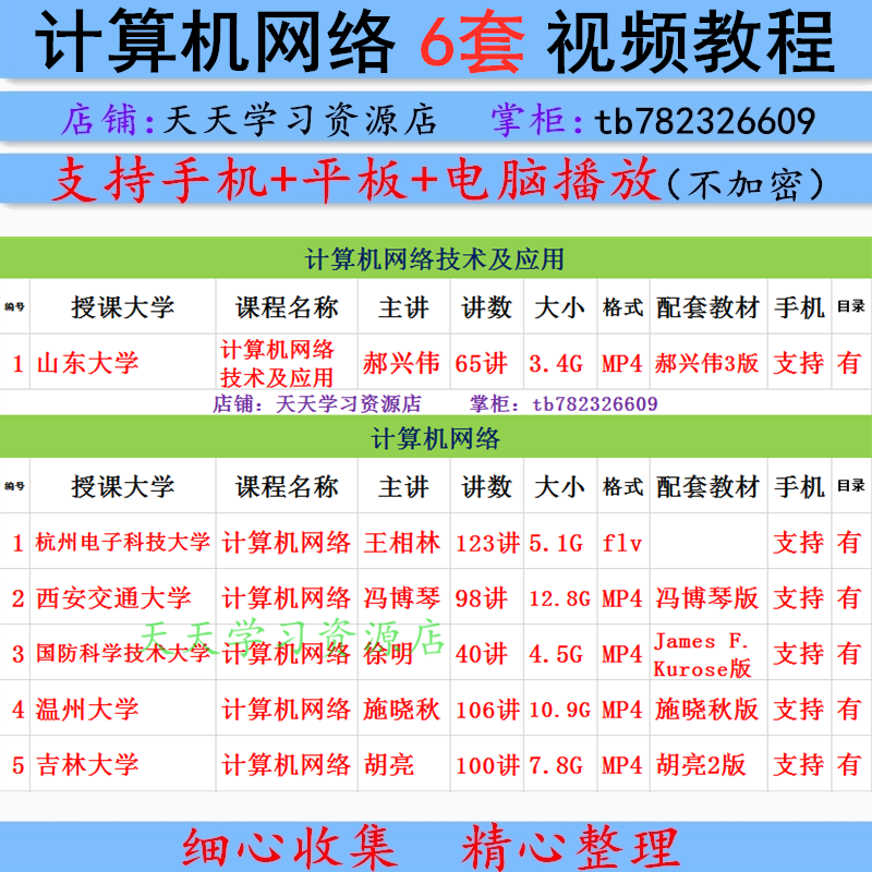 计算机网络基础视频 教程 网络技术及其应用 郝兴伟冯博琴施晓秋