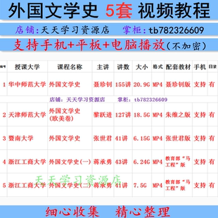 外国文学史视频教程 聂珍钊朱维之张世君马工程 自学复习