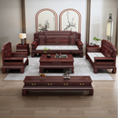 新中式 乌金木仿古雕花客厅家用冬夏两用家具 实木沙发组合2026新款