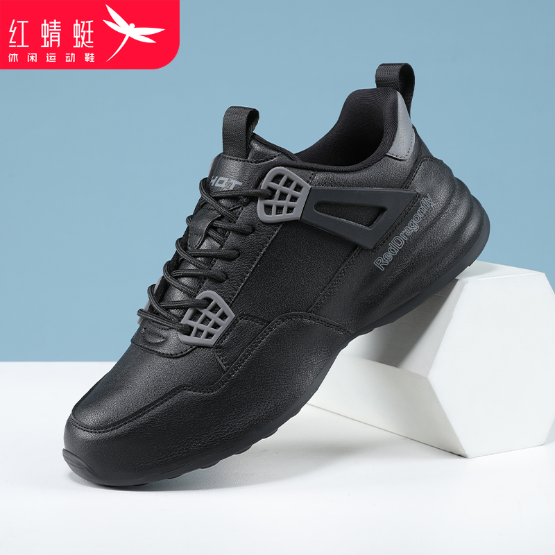 红蜻蜓男鞋秋季新款皮面包底老爹鞋男士增高休闲运动鞋防滑旅游鞋