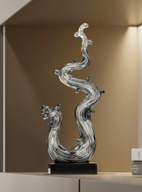现代轻奢风生水起龙摆件客厅酒柜装饰品高级感入门玄关雕塑工艺品