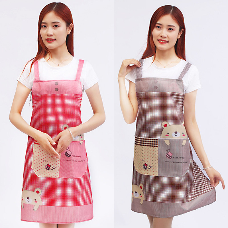 可爱长袖反穿衣可大人带袖工作服包邮时尚成人罩衣厨房防油污围裙