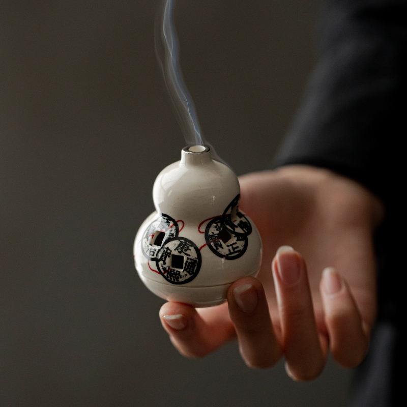 陶瓷迷你盘香炉禅意福禄小香薰炉家用室内檀香沉香茶道熏香小摆件