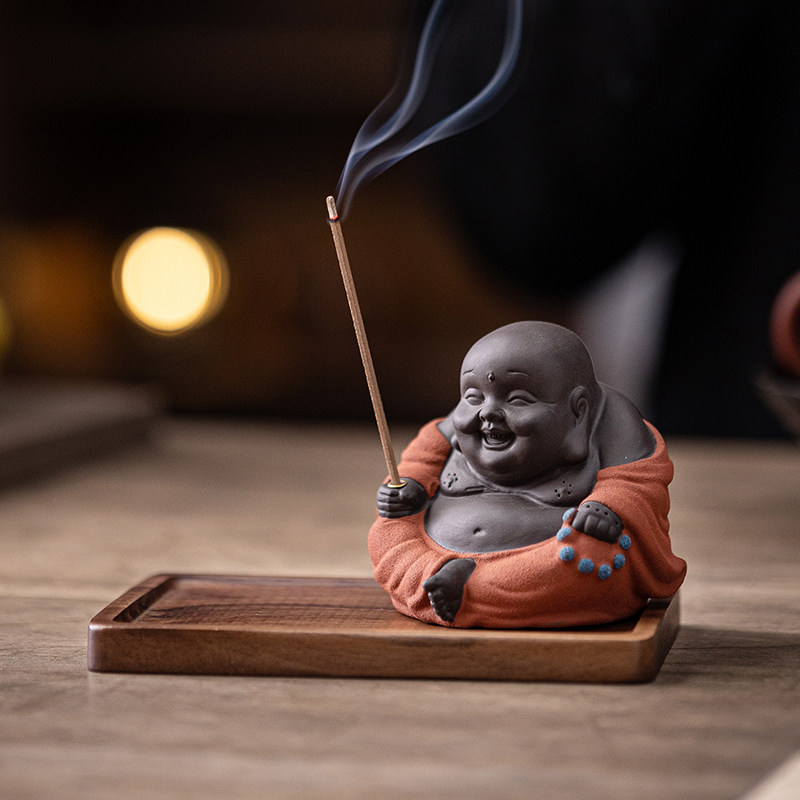 炼器创意弥勒禅意香插香座图片