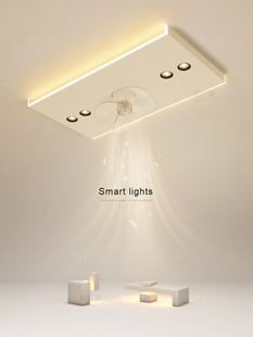 大气餐厅 创意风扇灯 客厅灯 无主灯 卧 简约现代Led吸顶灯