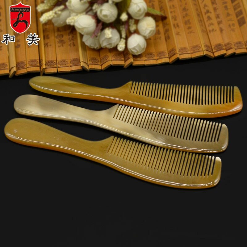 厂家和美质牛角梳短发男士梳子薄款头梳手柄光面牦牛角梳子