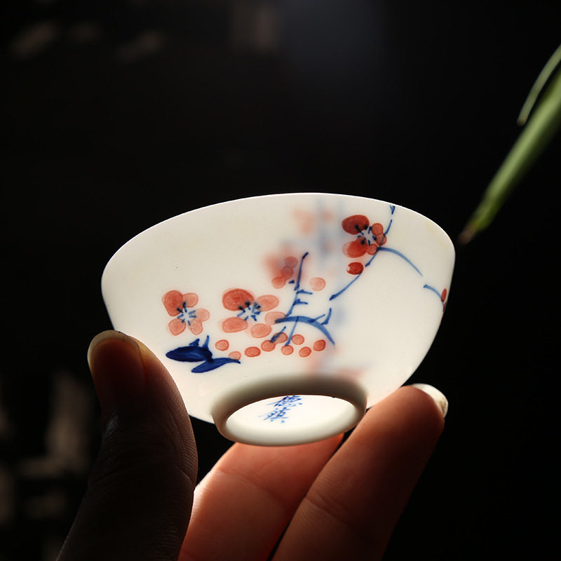 手工手绘青花瓷茶杯薄胎主人杯景镇陶瓷功夫茶具单杯茗杯茶碗