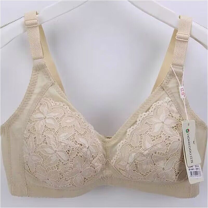 红豆薄款丝绵杯聚拢无钢圈C杯文胸无痕内衣大胸显小睡眠性感乳罩