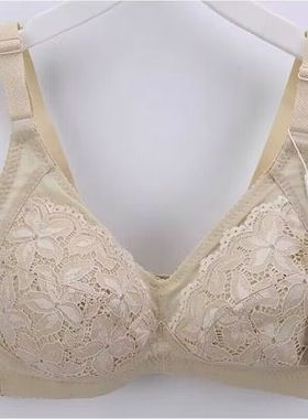 红豆薄款丝绵杯聚拢无钢圈C杯文胸无痕内衣大胸显小睡眠性感乳罩