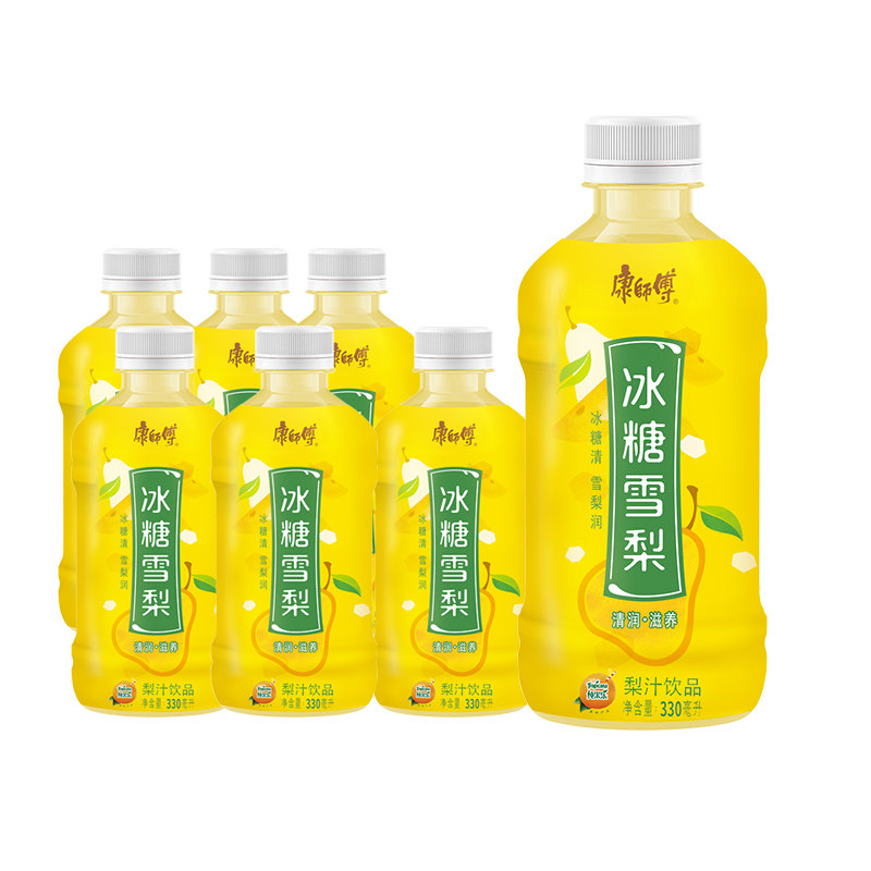 康师傅冰糖雪梨鲜果橙330ml*12瓶 水果味饮品 迷你小瓶便携装
