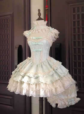 黄桃桃Perc自制新中式印花千金感少女蛋糕裙轻洋装lolita裙洛丽塔