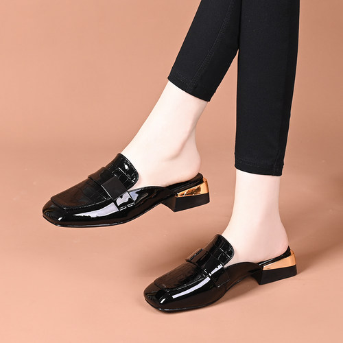 粗跟凉拖女外穿低跟穆勒拖鞋