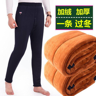 中老年冬季男士加厚加绒棉裤松紧高腰老年人超厚三层驼绒保暖裤子
