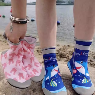 夏沙滩袜儿童涉水溯溪游泳鞋软底宝宝防割防滑高帮长筒沙滩鞋男女