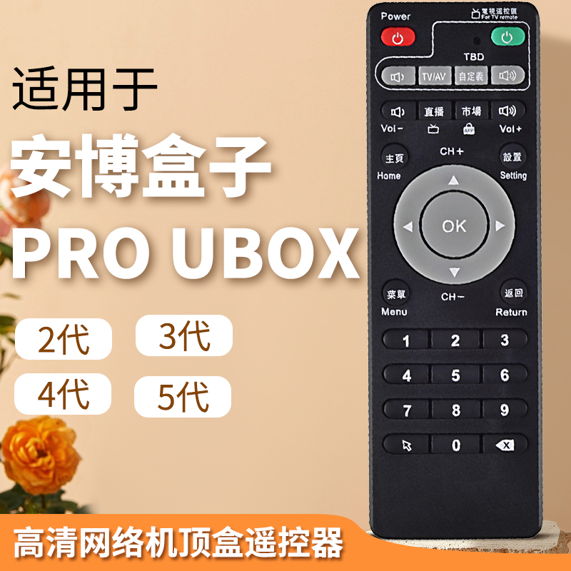 适用于安博盒子2代3代4代5代PRO UBOX高清网络机顶盒遥控器