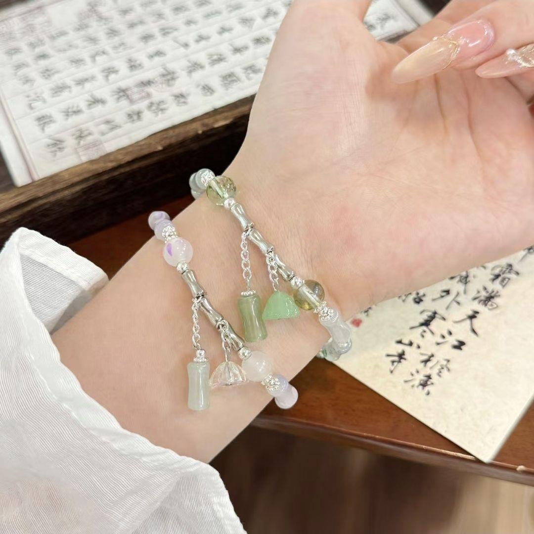 国风中式竹节莲蓬手链复古小众设计渐变竹节高级感手串送闺蜜礼物