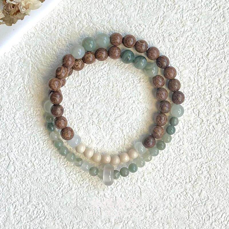 「重山叠翠」新中式木珠手串复古精致国风双圈百搭串珠手链