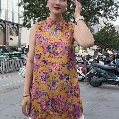新中式国风盘扣马甲衬衫女