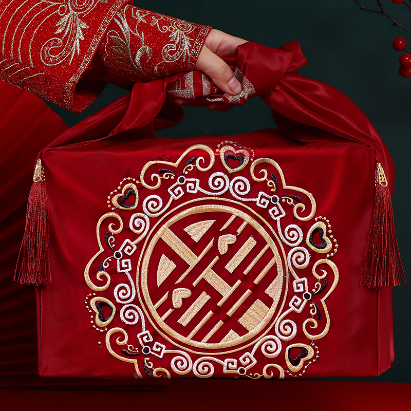 结婚包袱皮刺绣大号红包袱新娘陪嫁喜盆包裹布包袱布婚庆用品大全