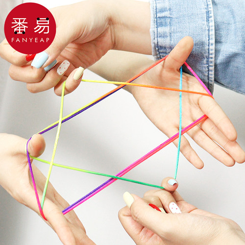 翻花绳A1vq001-儿童翻花绳子学生编花绳彩色手绳挑绳休闲玩具