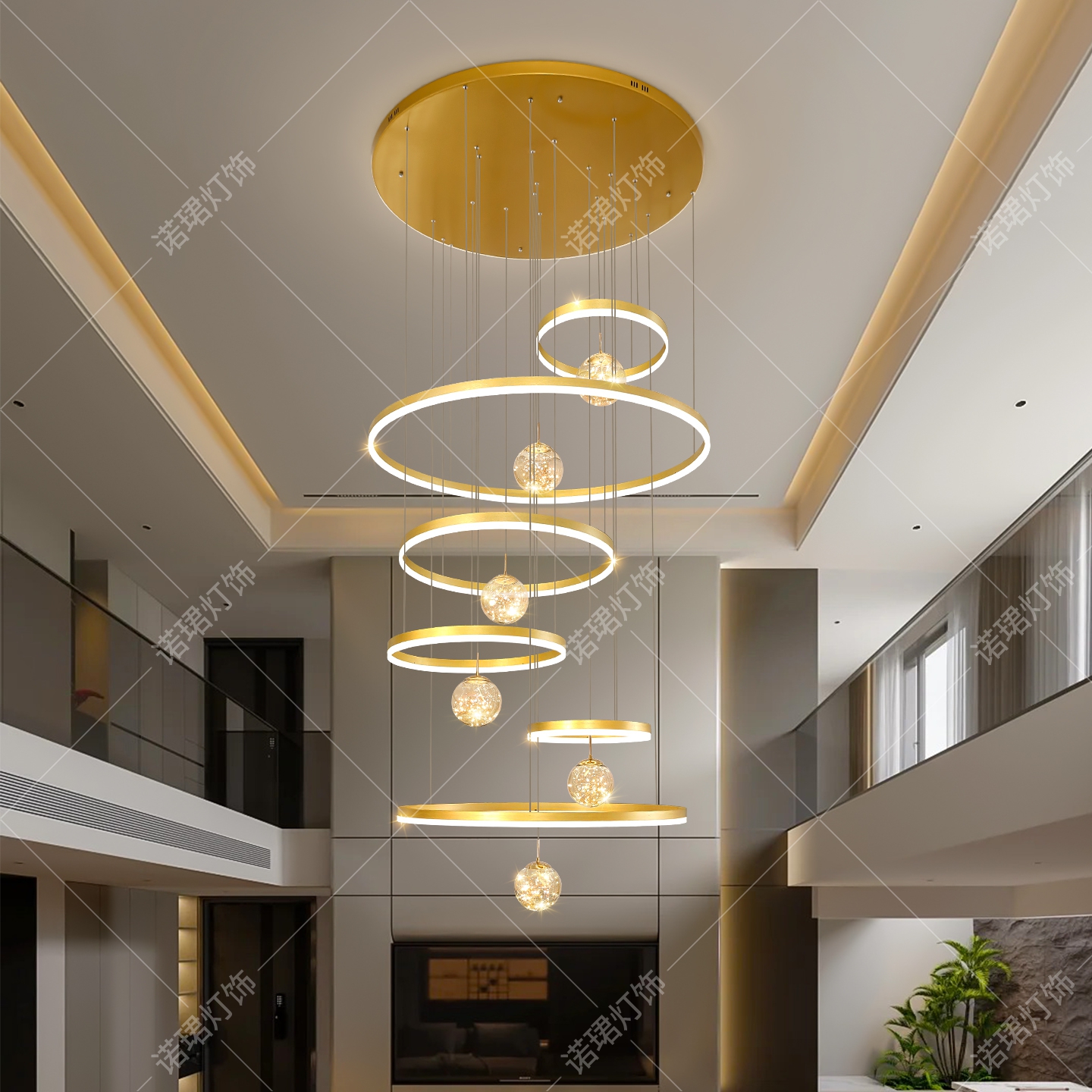 复式楼大吊灯满天星新款天猫智控