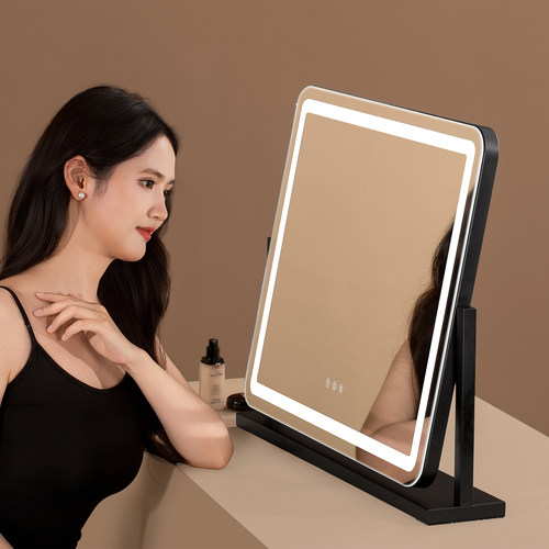 ins桌面方形带灯补光台式卧室