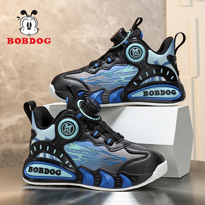 巴布豆男童春秋款防水皮面运动鞋