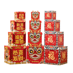 2026新年春节装饰礼盒鞭炮美陈堆头酒店公司大厅摆件地堆场景布置