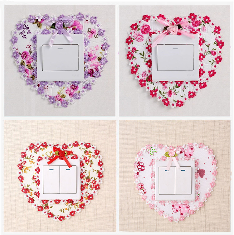 卧室蕾丝梅花边布艺开关贴家用墙贴布艺开关保护套客厅卧室灯开关