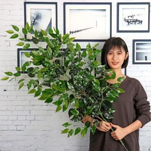 高仿真榕树叶装饰园林工程叶子过胶假树叶树枝大枝绿植