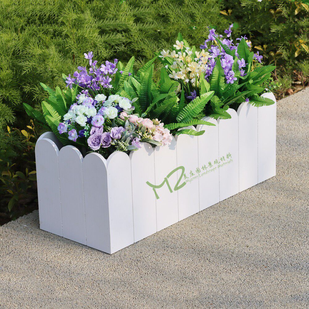 户外pvc花箱白色种植箱室外庭院阳台花盆长方形种菜花槽内胆盆栽