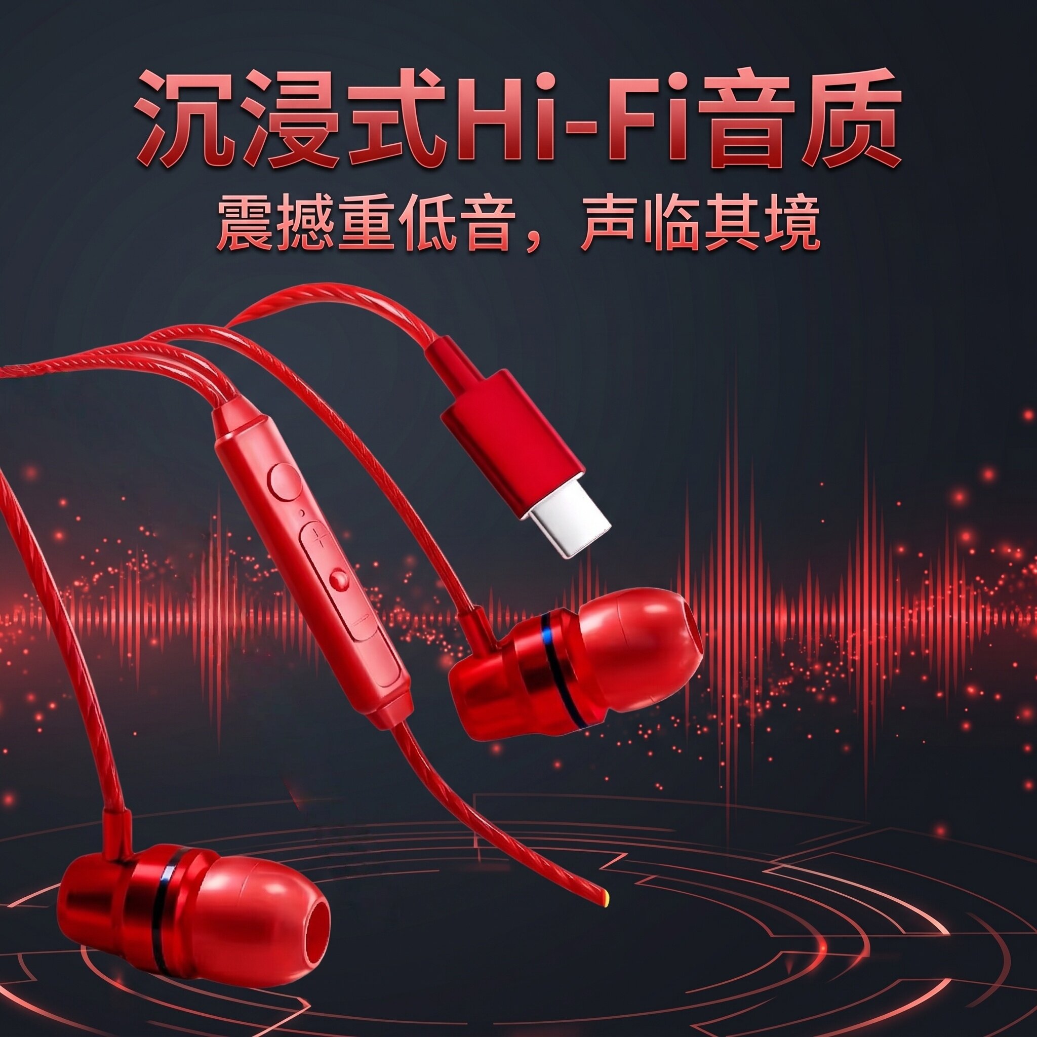 适用于华为OPPO小米vivotype-c耳机线入耳式睡眠耳机圆孔通用线控