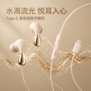 重低音耳机有线高音质降噪type-c适用于华为OPPO小米vivo手机圆口