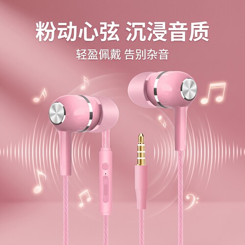 有线耳机入耳高音质圆孔K歌游戏TypeC带麦适用于华为OPPO小米vivo