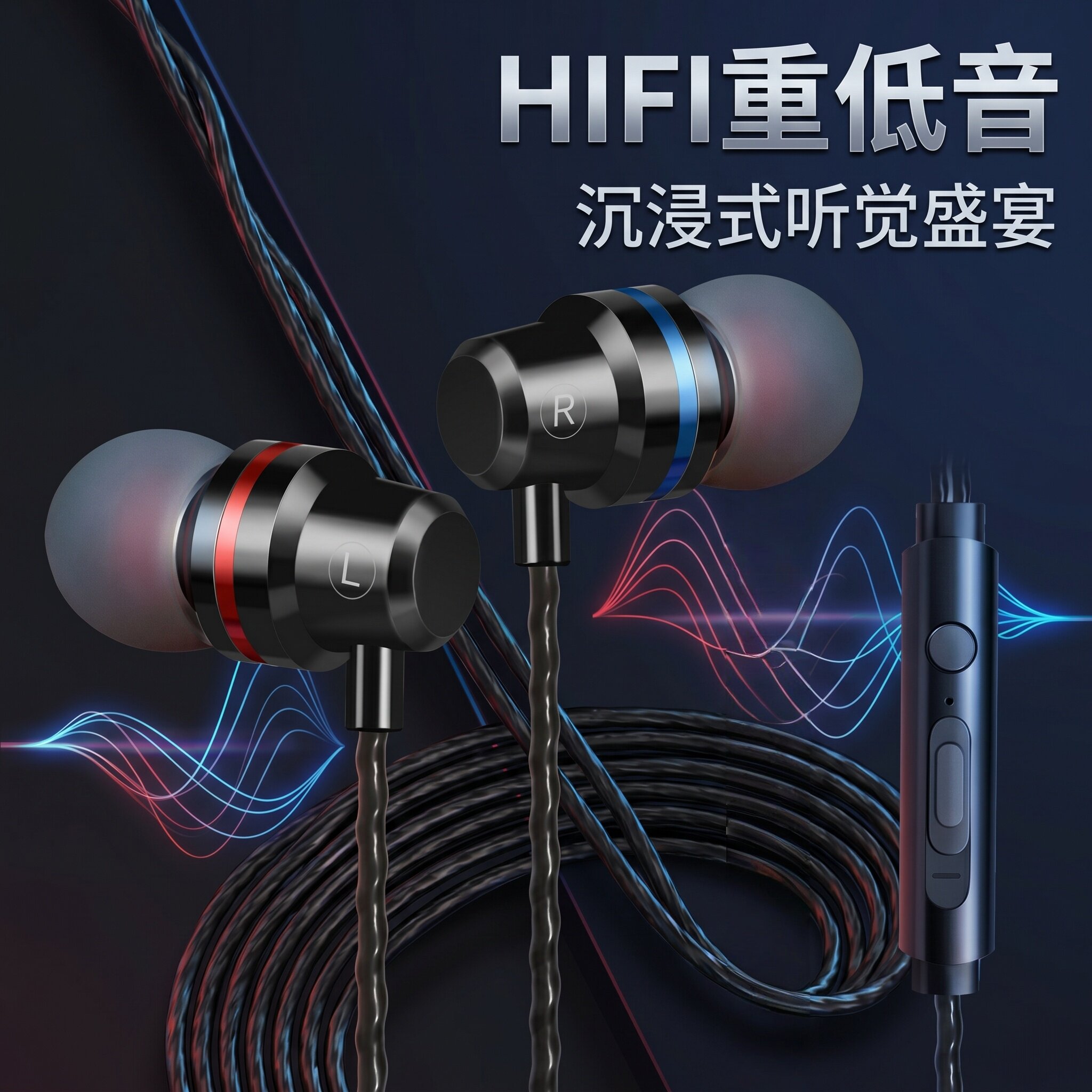 手机耳机有线高音质适用于vivo华为oppo圆孔typec半入耳式K歌带麦图片