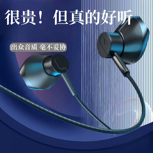 耳机有线入耳式高音质typec接口适用于华为vivo小米oppo降噪圆孔