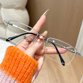 时尚 防蓝光方形半框眼镜男女通用金属镜架显脸小护眼镜配近视跨境