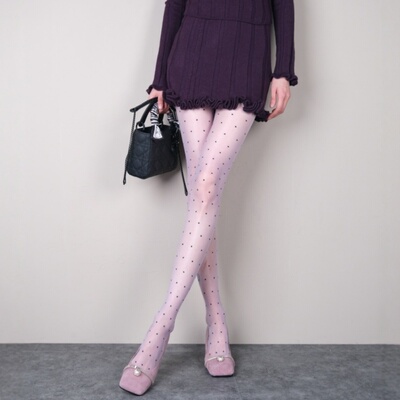 丝袜紫色波点清冷艺术生轻熟气质