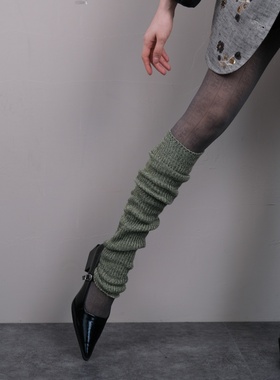 秘境交织~艺术派私藏透肉感小众符纹连裤袜叠搭浅绿色堆堆袜套