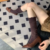 罗马假日 赫本风优雅千金无骨深咖色长筒袜女