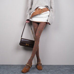 当幸福来敲门 袜女 设计感森林玩具屋圣诞树提花丝袜童趣小众连裤