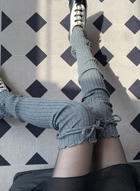 勾勒30+从容曲线美黑色连裤袜叠搭灰色针织堆堆过膝袜套冬季女DF