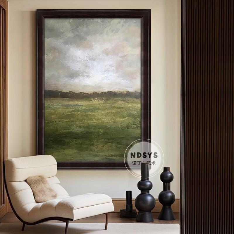 赵无极抽象风景手绘油画中古风高级艺术感客厅装饰画玄关背景挂画