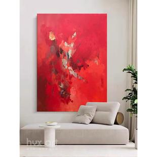 HYX.手绘油画《美满》红色抽象画简约现代玄关挂画卧室客厅装饰画