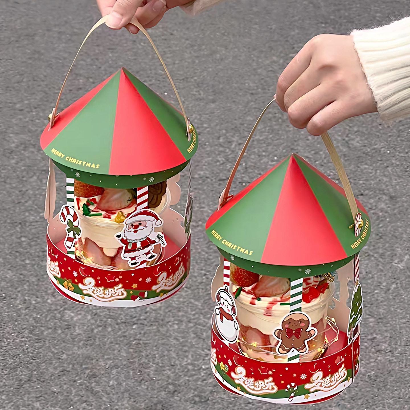 网红圣诞节蛋糕装饰创意旋转木马波波杯圣诞老人手提包装盒插件,节庆用品/礼品,蛋糕/烘焙装饰用品,淘宝优惠券,粉丝福利购,淘宝优惠卷