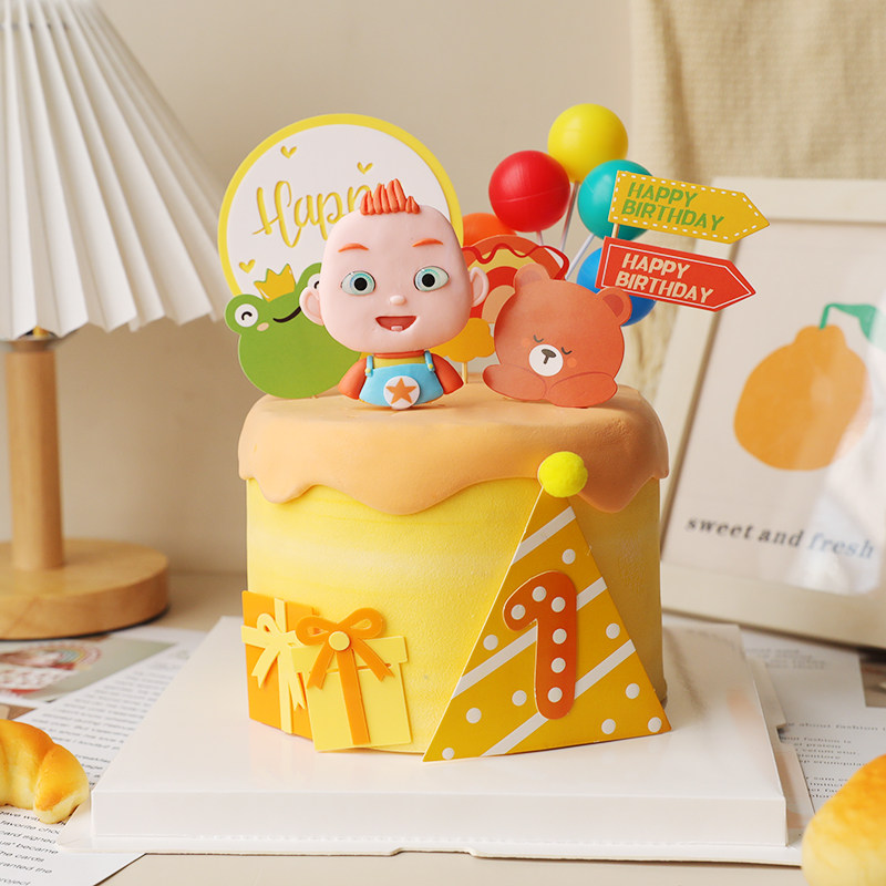 烘焙蛋糕装饰jojo宝贝男孩宝宝生日软陶卡通生日派对甜品蛋糕插件